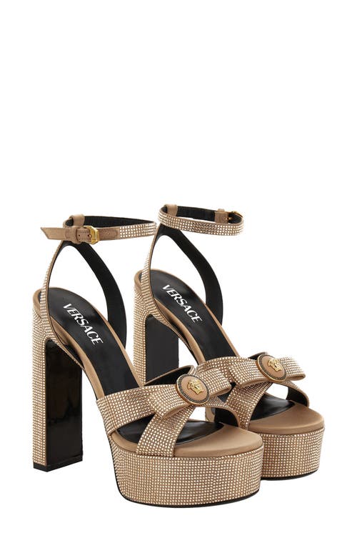 Versace Medusa Bow Platform Sandal In Brown