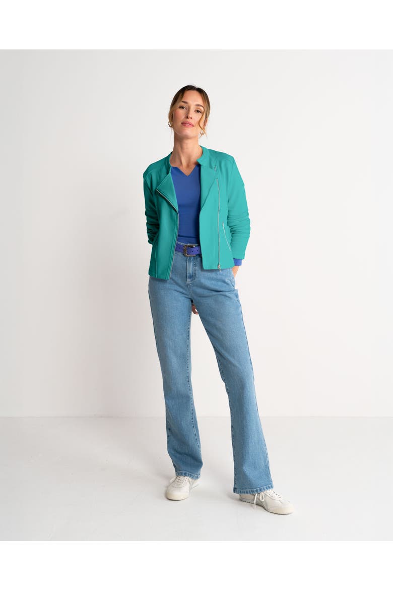Cropped Biker Jacket, Main, color, Sea Green