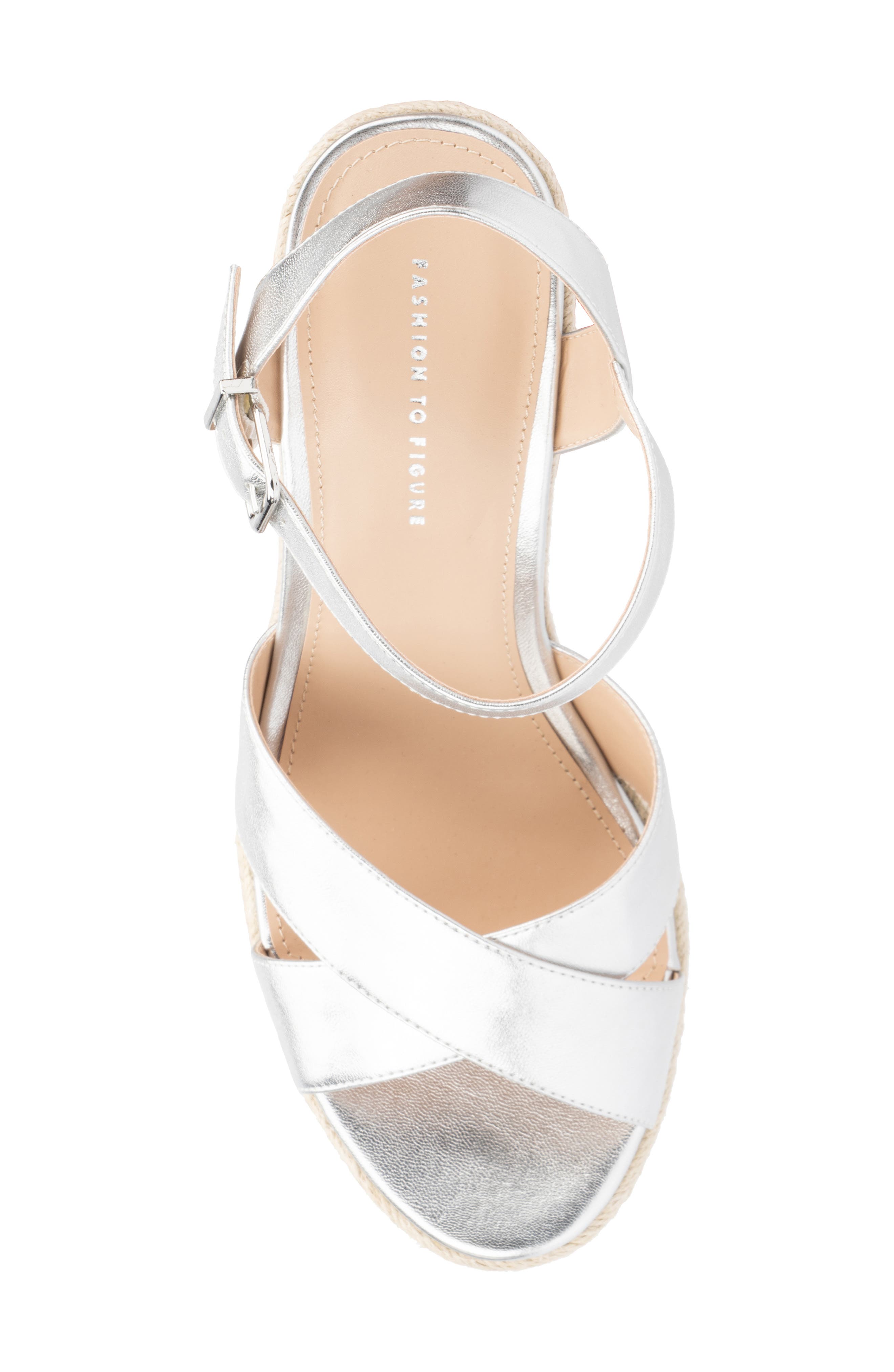 Fashion to Figure Irene Metallic Espadrille Wedge Sandal - Wide Width, Alternate, color, 