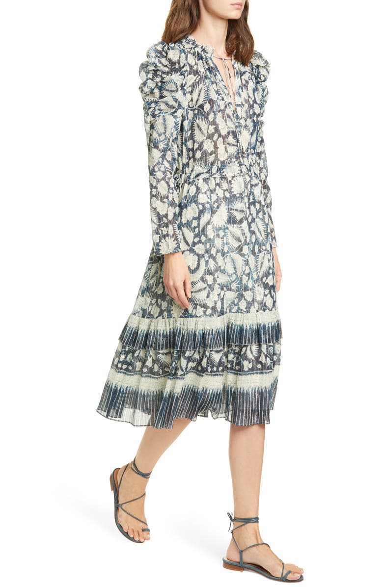 Ulla Johnson Nadia Floral Long Sleeve Midi Dress, Alternate, color, 