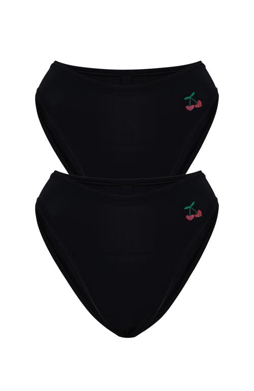 Cheeky Cherry 2-pack Leakproof Everyday Liner Ultra Smooth Very Cheeky Brief In Onyx/onyx