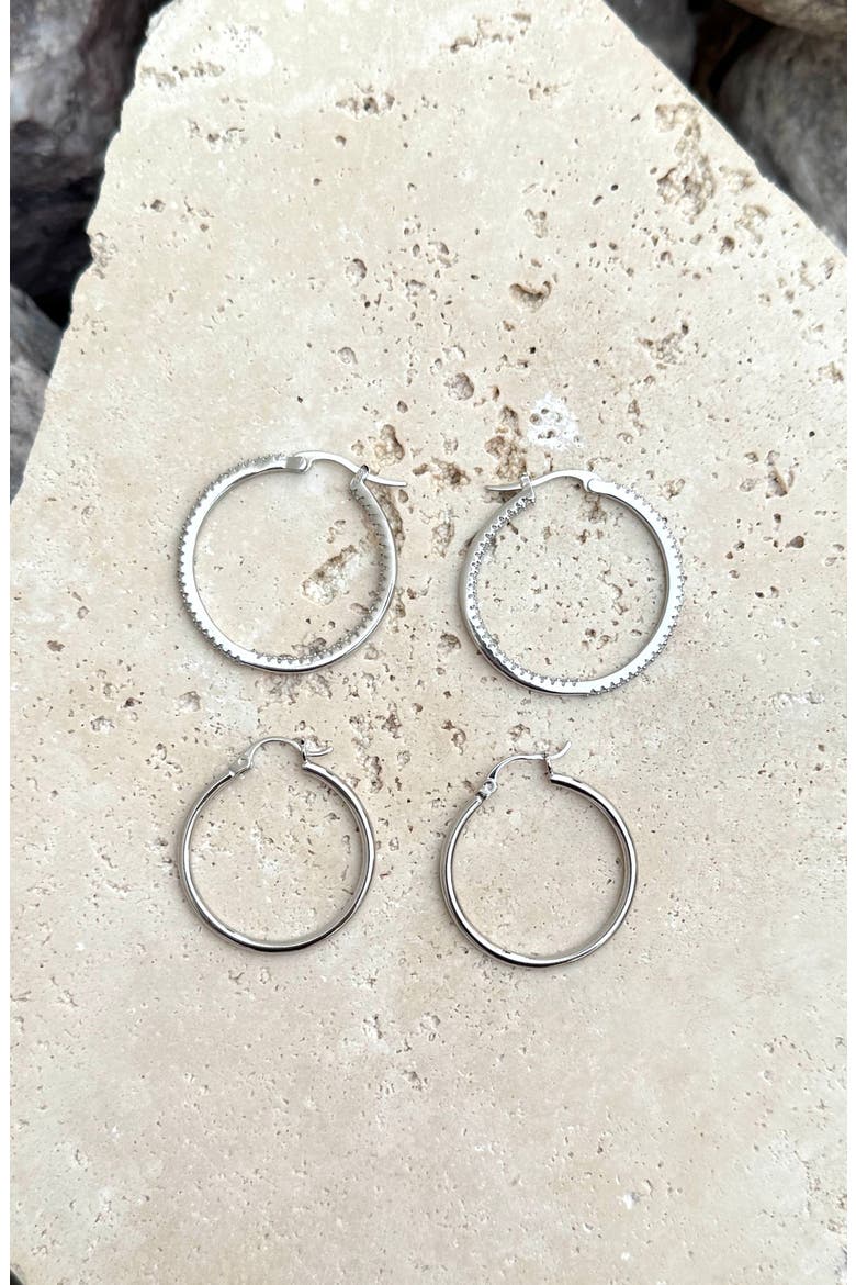 Set of 2 Assorted Infinity Hoop Earrings, Alternate, color, SILVER