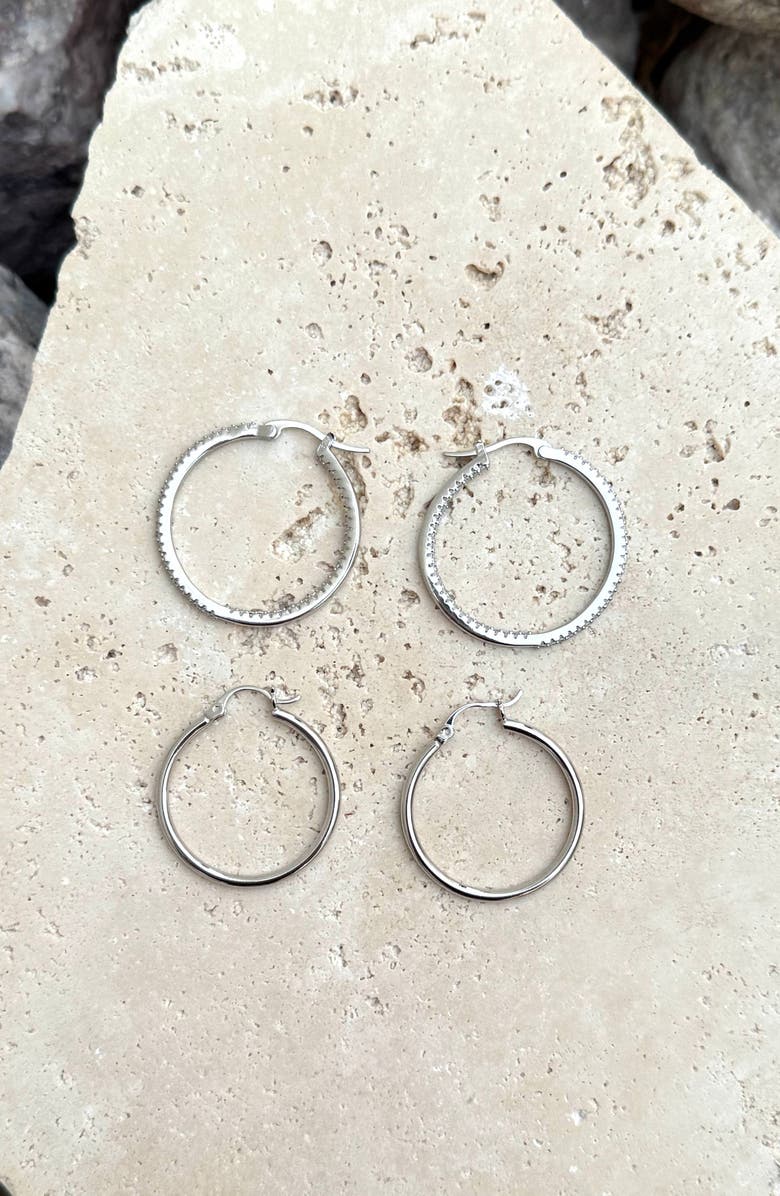 Adornia Set of 2 Assorted Infinity Hoop Earrings, Alternate, color, Silver