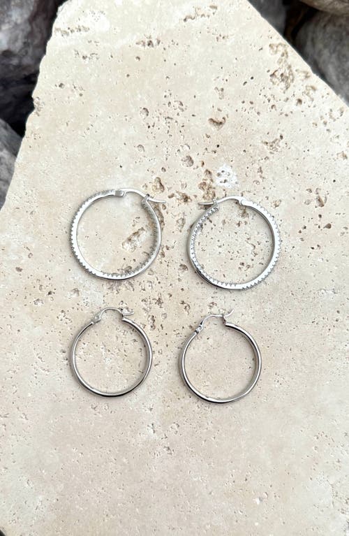 Adornia Set Of 2 Assorted Infinity Hoop Earrings In Silver