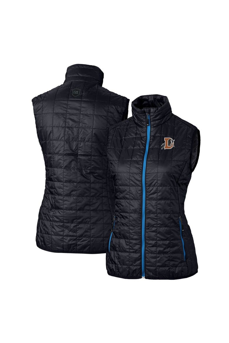 Women's Cutter & Buck Navy Durham Bulls Rainier PrimaLoft Eco Insulated Full-Zip Puffer Vest, Main, color, Navy