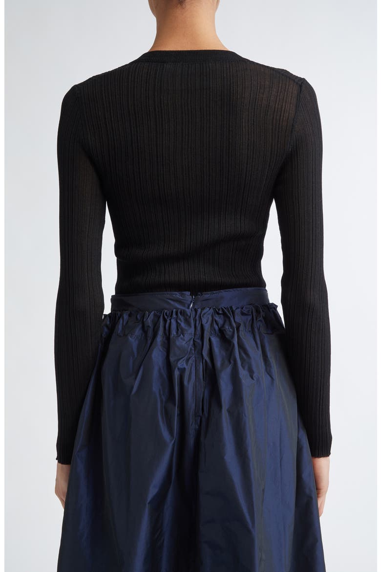 Keep Close Cotton & Silk Rib Henley, Alternate, color, NOIR
