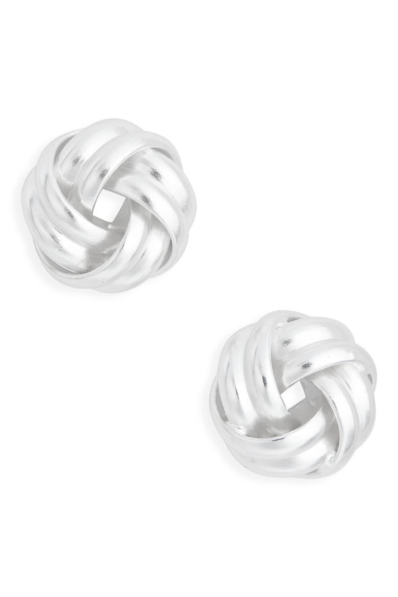 Love Knot Stud Earrings, Main, color, SILVER