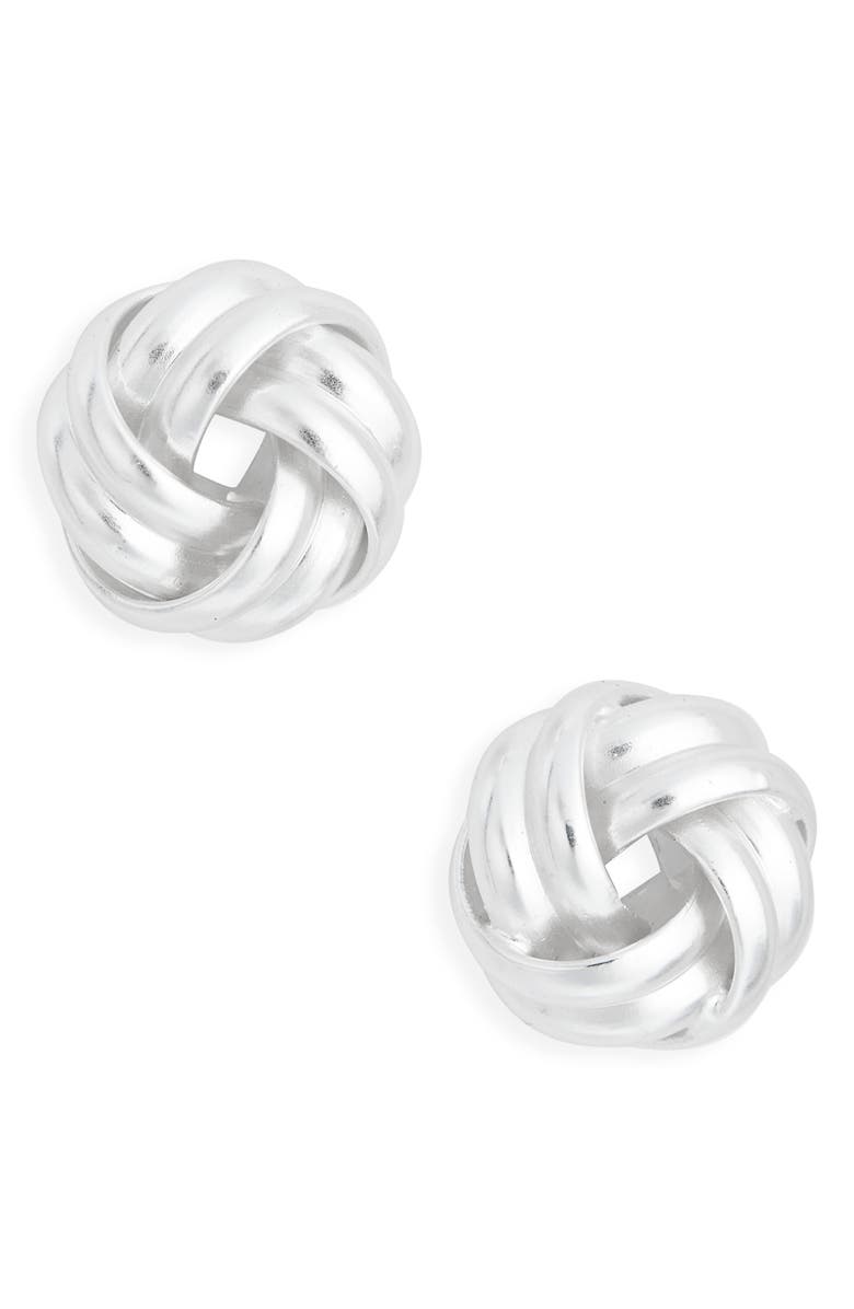 Karine Sultan Love Knot Stud Earrings, Main, color, Silver