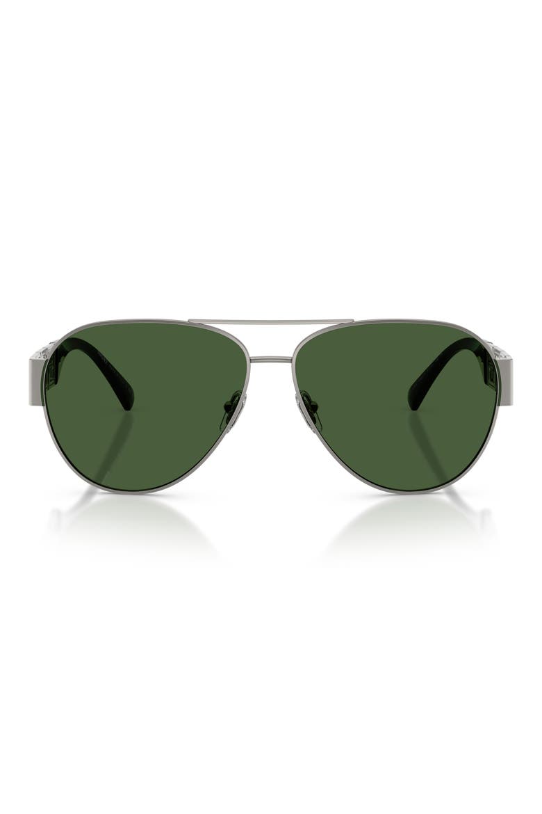 61mm Pilot Sunglasses, Main, color, GUNMETAL / DARK GREEN
