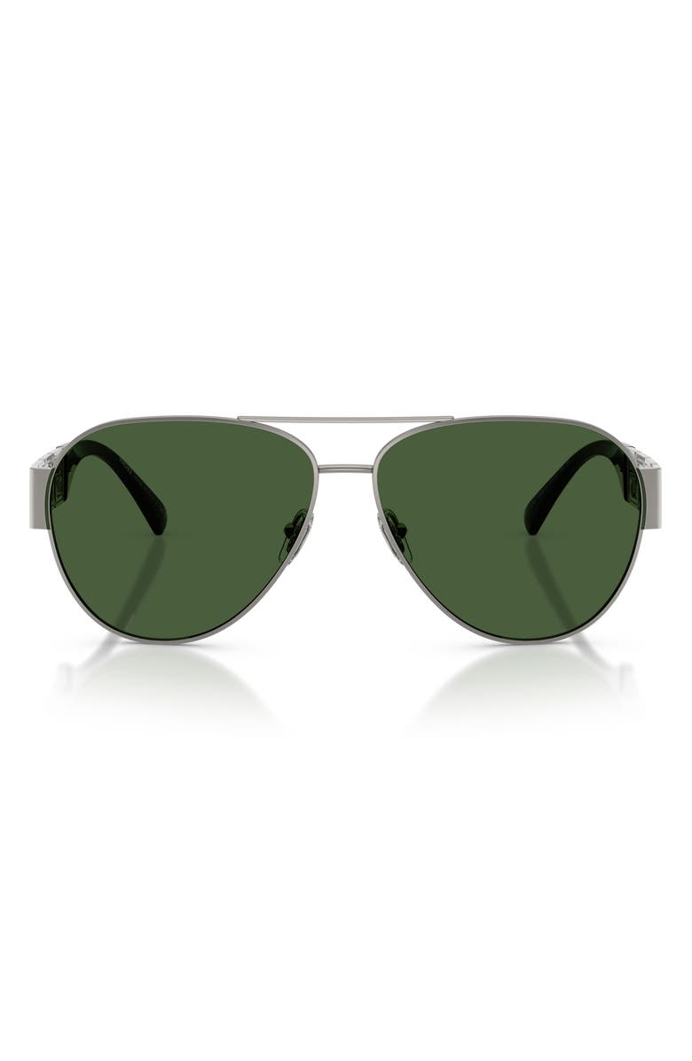 Versace 61mm Pilot Sunglasses, Main, color, Gunmetal / Dark Green