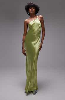 Topshop One-Shoulder Satin Maxi Dress