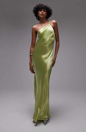 Topshop One-Shoulder Satin Maxi Dress