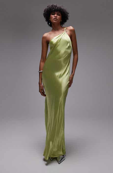 Topshop One-Shoulder Satin Maxi Dress