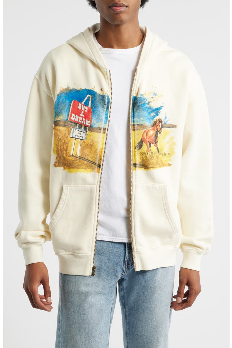 Motel Cotton Zip Hoodie, Main, color, BONE