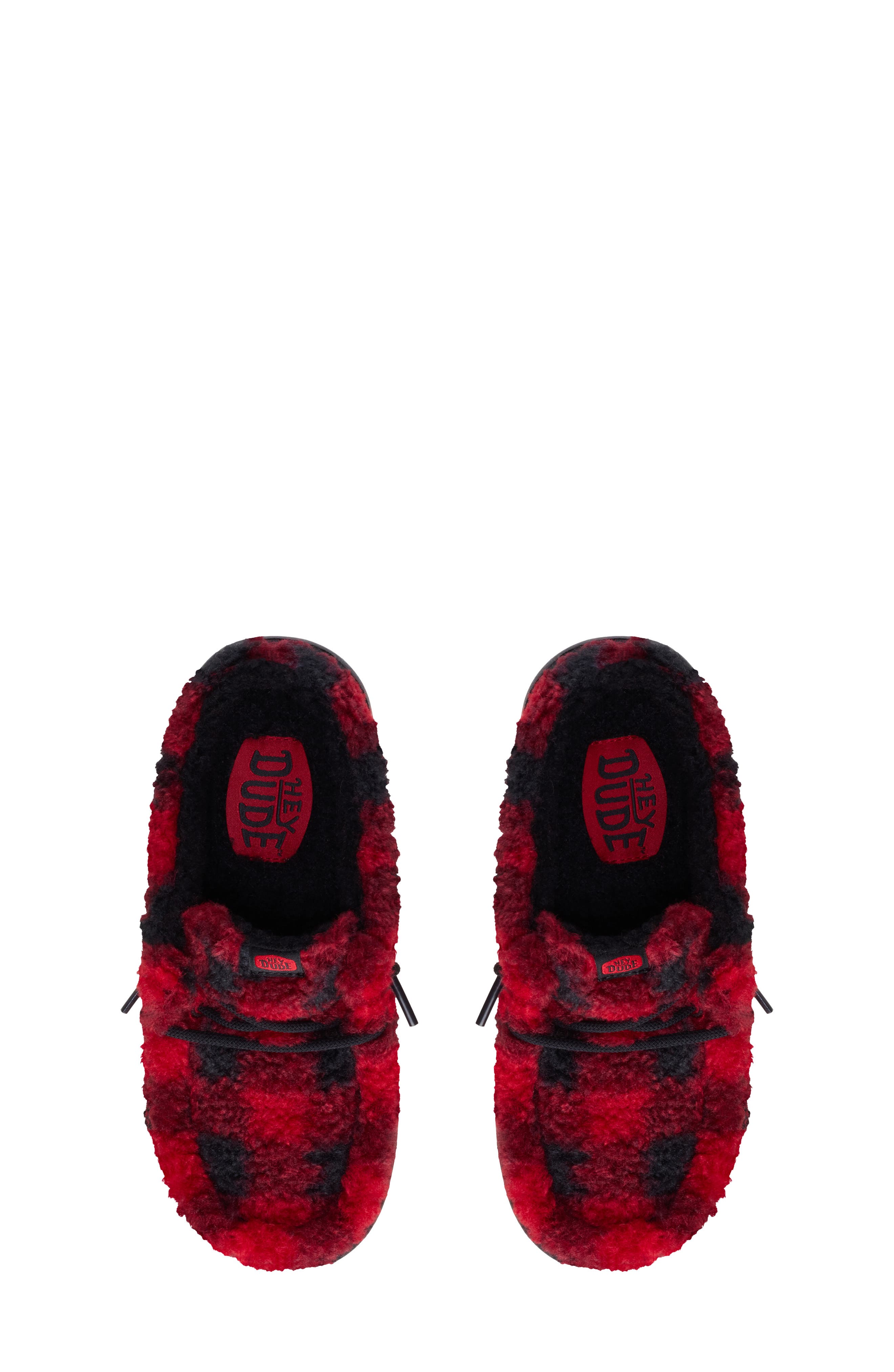 Kids' Wally Buffalo Plaid Faux Fur Slipper, Alternate, color, RED