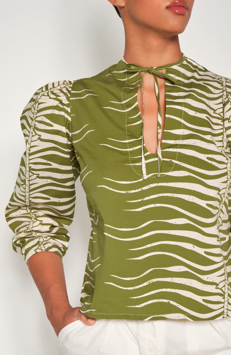 The Lulo Project Tulum Snakeskin Print Cotton Top, Alternate, color, Green Snake