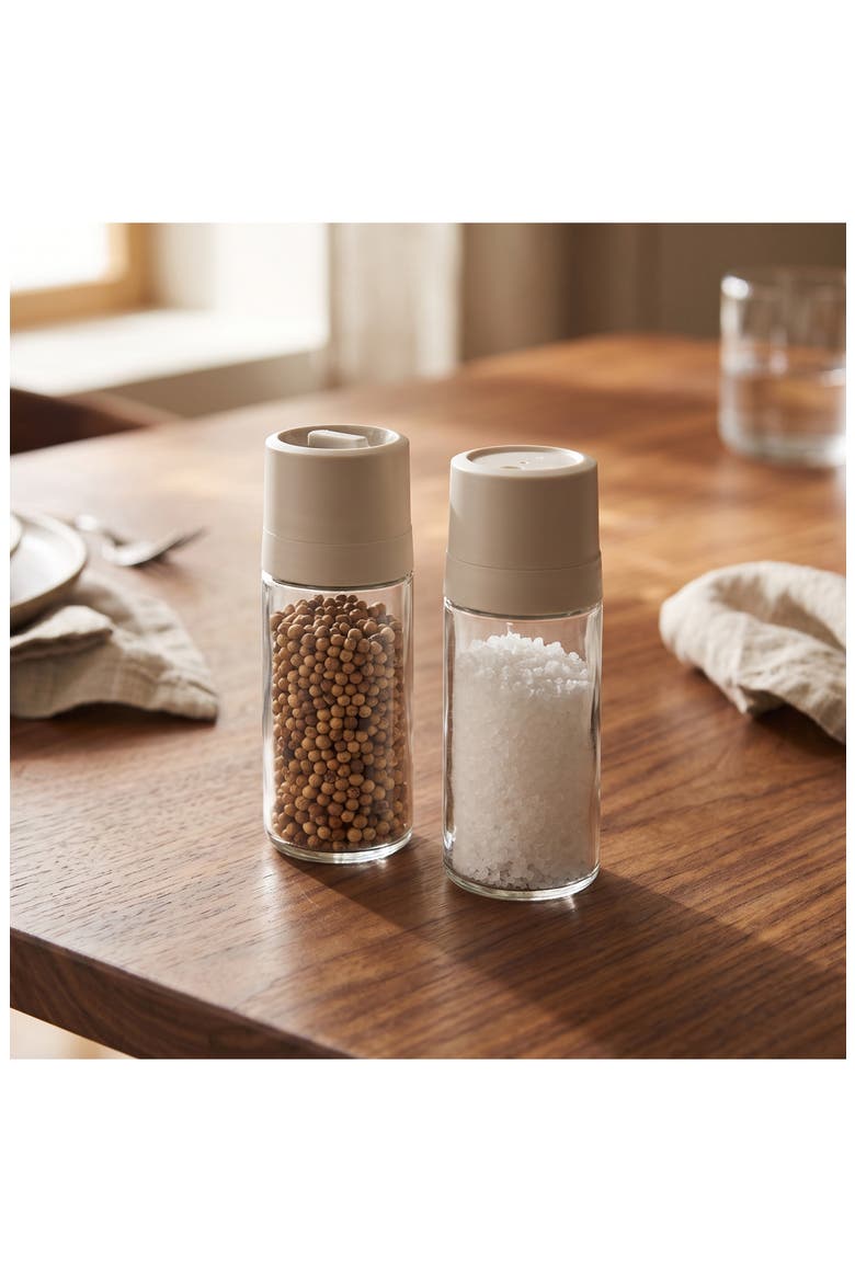 Leo Balance 2-Piece Glass Salt & Pepper Set, Alternate, color, MOONBEAM