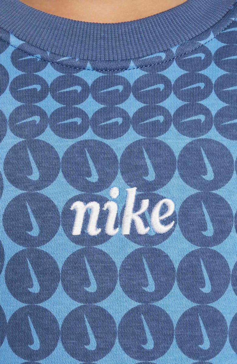 Nike Kids' Sportswear Club Fleece Oversize Crewneck Sweatshirt, Alternate, color, Diffused Blue/ White