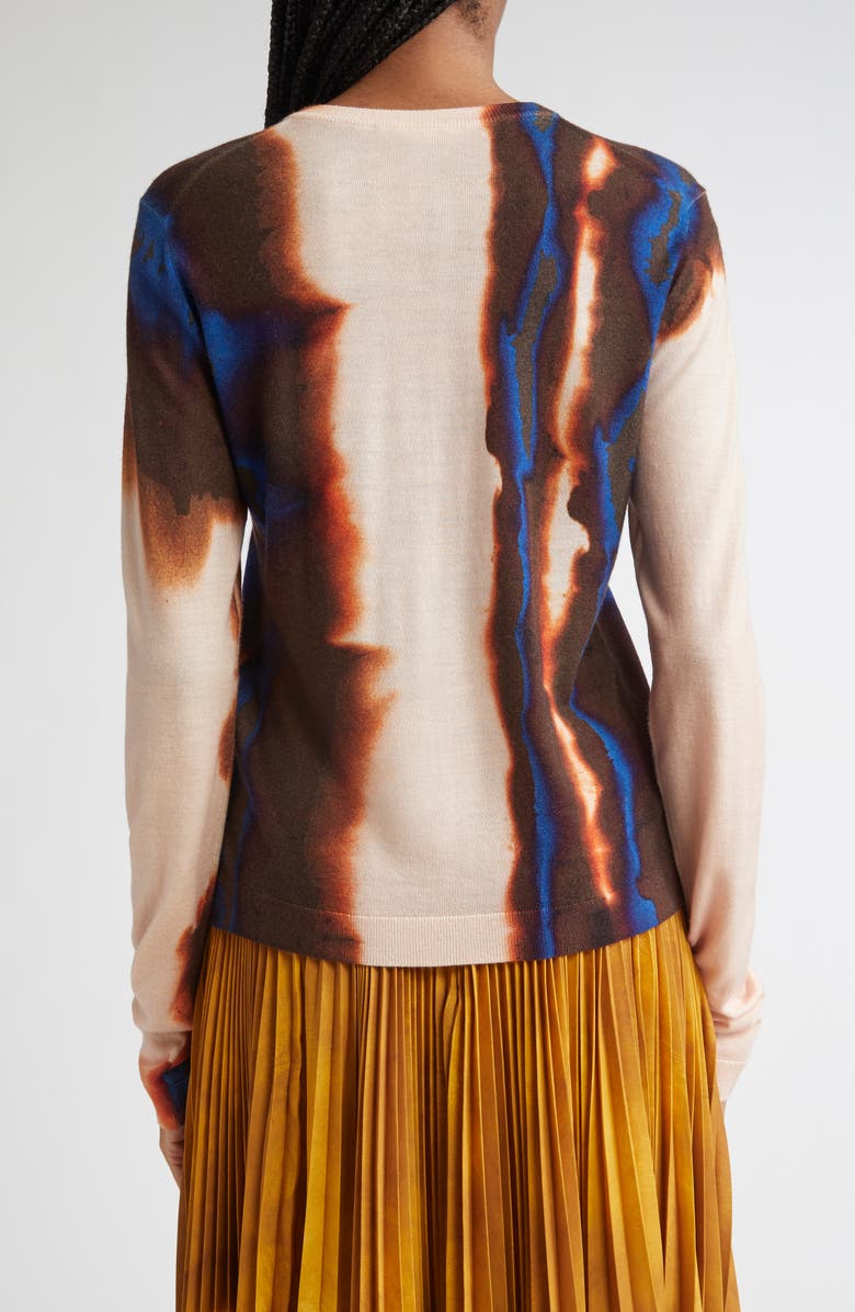 Jason Wu Collection Burned Stripe Merino Wool Cardigan, Alternate, color, Almond Multi