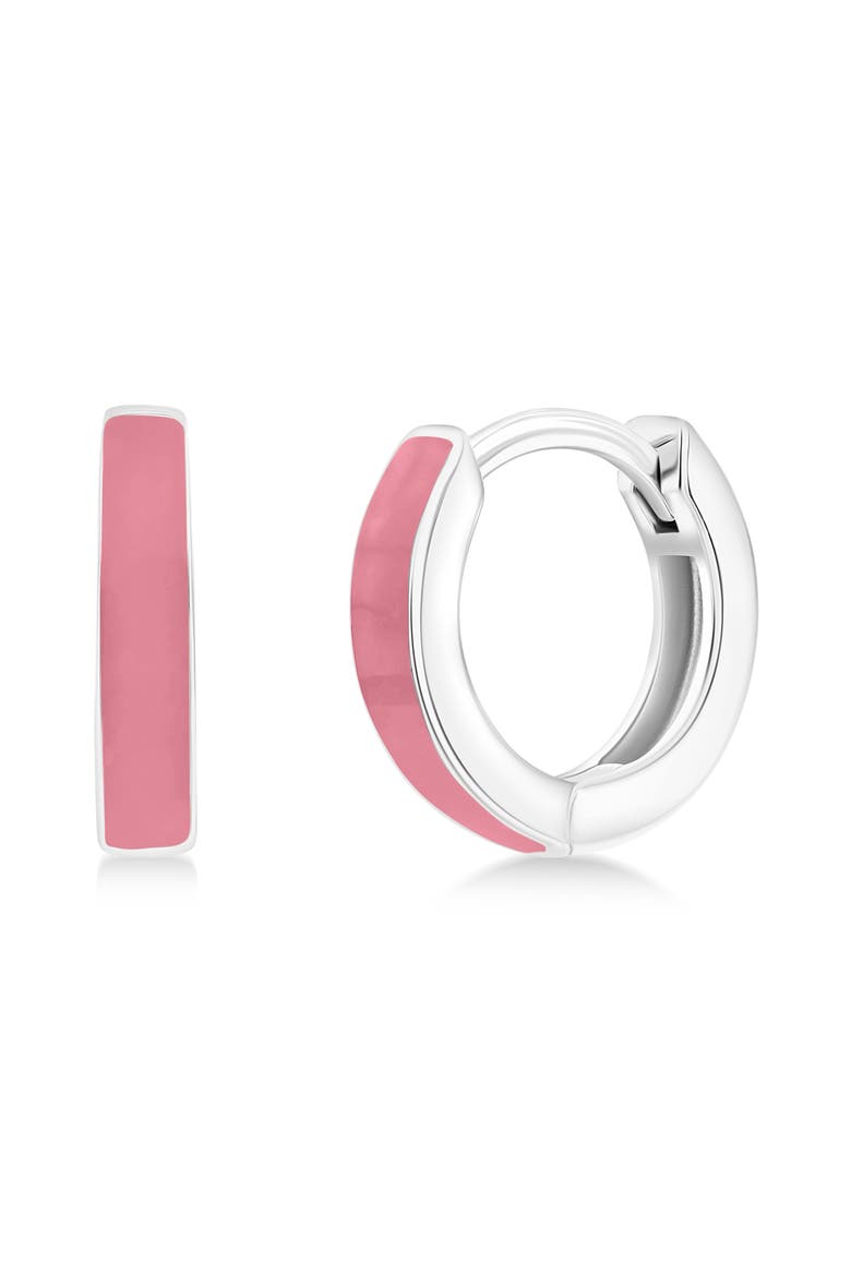 Enamel Huggie Hoop Earrings, Main, color, DARK PINK