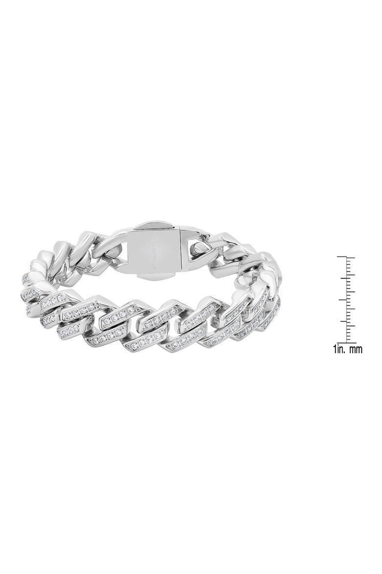 Men's Simulated Diamond Curb Chain Bracelet, Alternate, color, SILVER