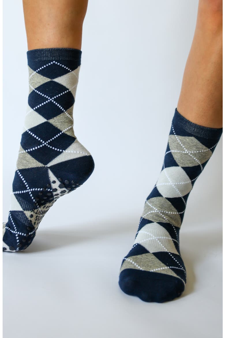 Assorted 2-Pack Ivy League Nonslip Grip Crew Socks, Alternate, color, MULTI