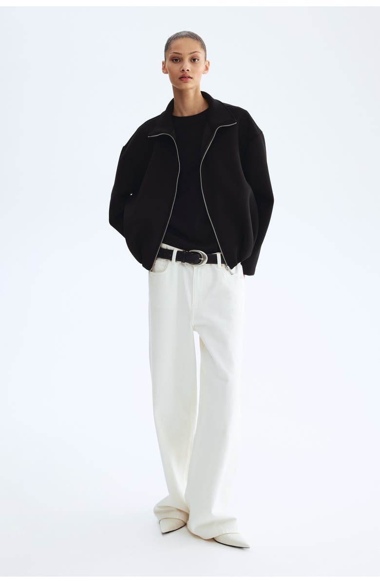 H&M Scuba Knit Jacket, Alternate, color, Black