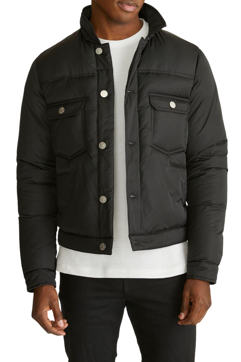 Quilted Puffer Trucker Jacket, Main, color, BLACK