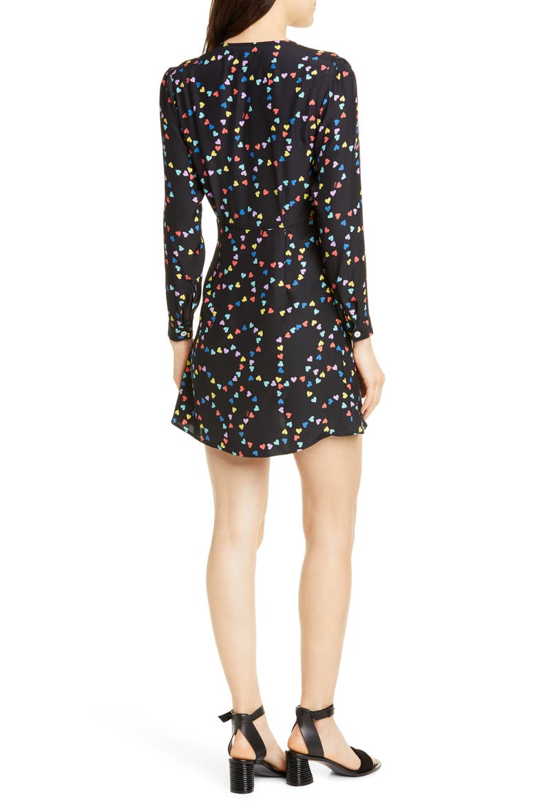 Hoover Long Sleeve Silk Minidress, Alternate, color, RAINBOW STRING OF HEARTS