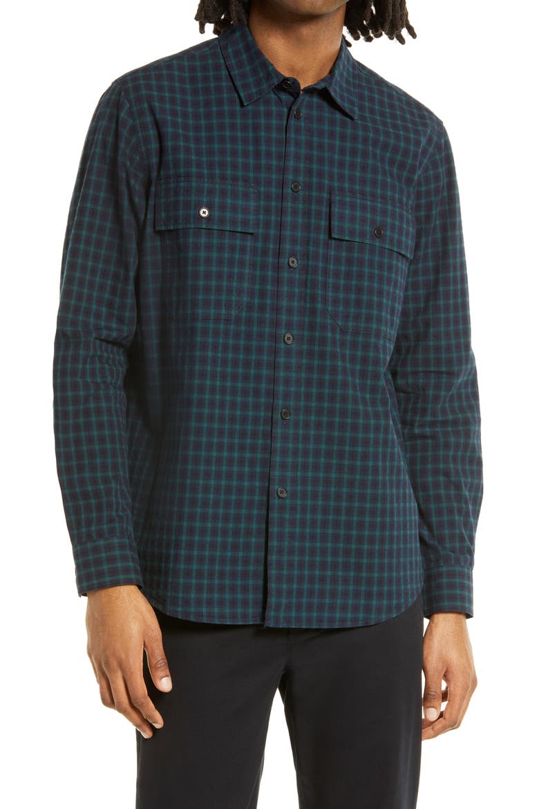Avenir Flannel Check Shirt, Main, color, NAVY