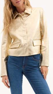 Veronica Beard Imogen Metallic Leather Jacket