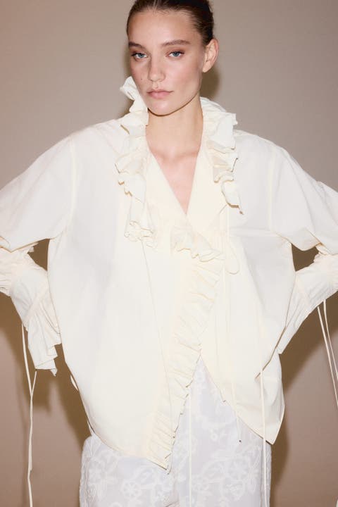Ruffled Cotton Blouse