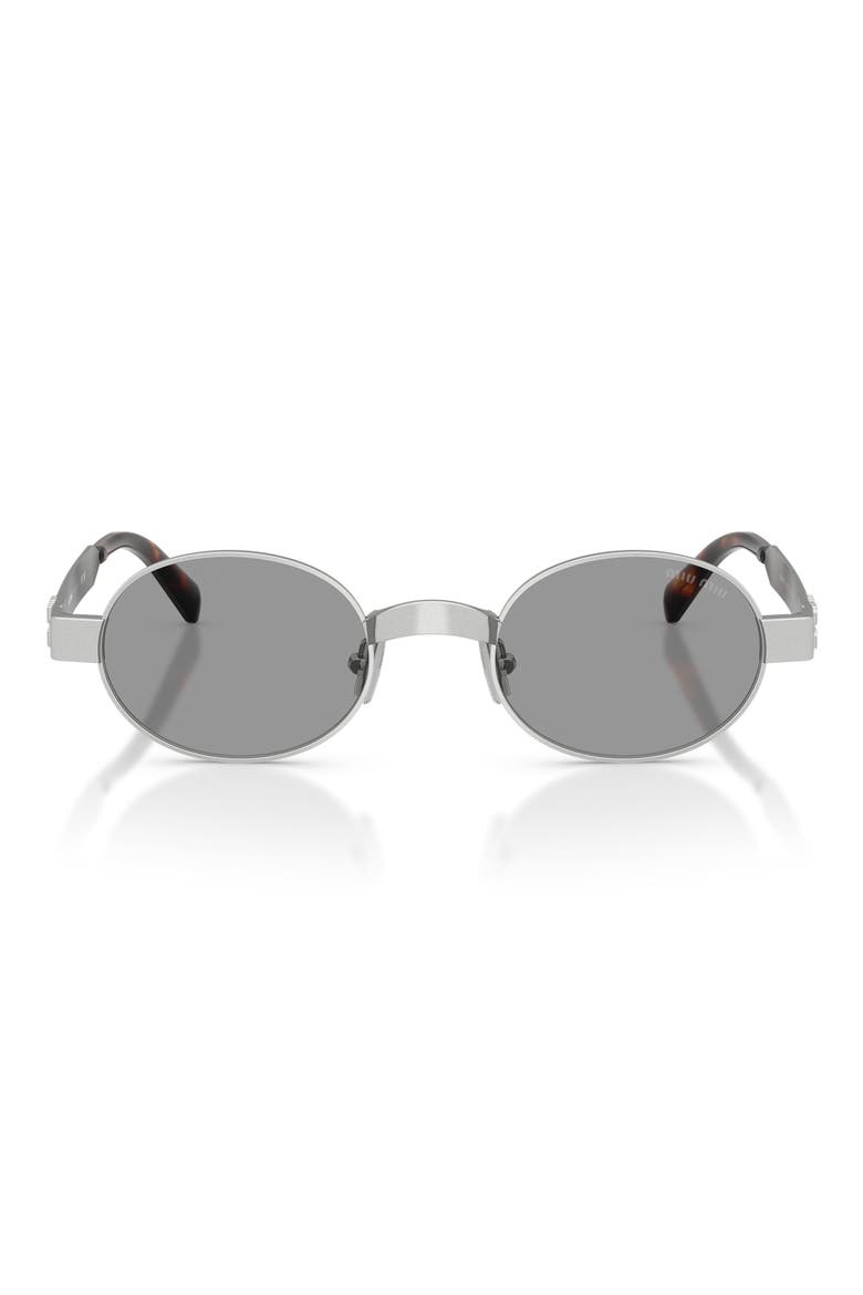 47mm Small Oval Sunglasses, Main, color, OLD SILVER / GREY