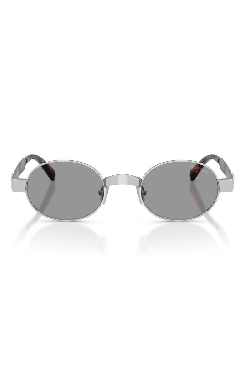 Miu Miu 47mm Small Oval Sunglasses, Main, color, Old Silver / Grey