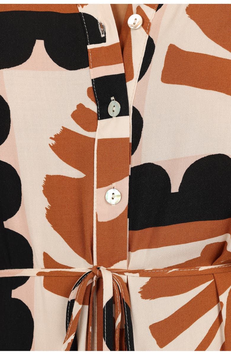 Petal & Pup Jules Abstract Print Long Sleeve Maxi Shirtdress, Alternate, color, Brown Multi