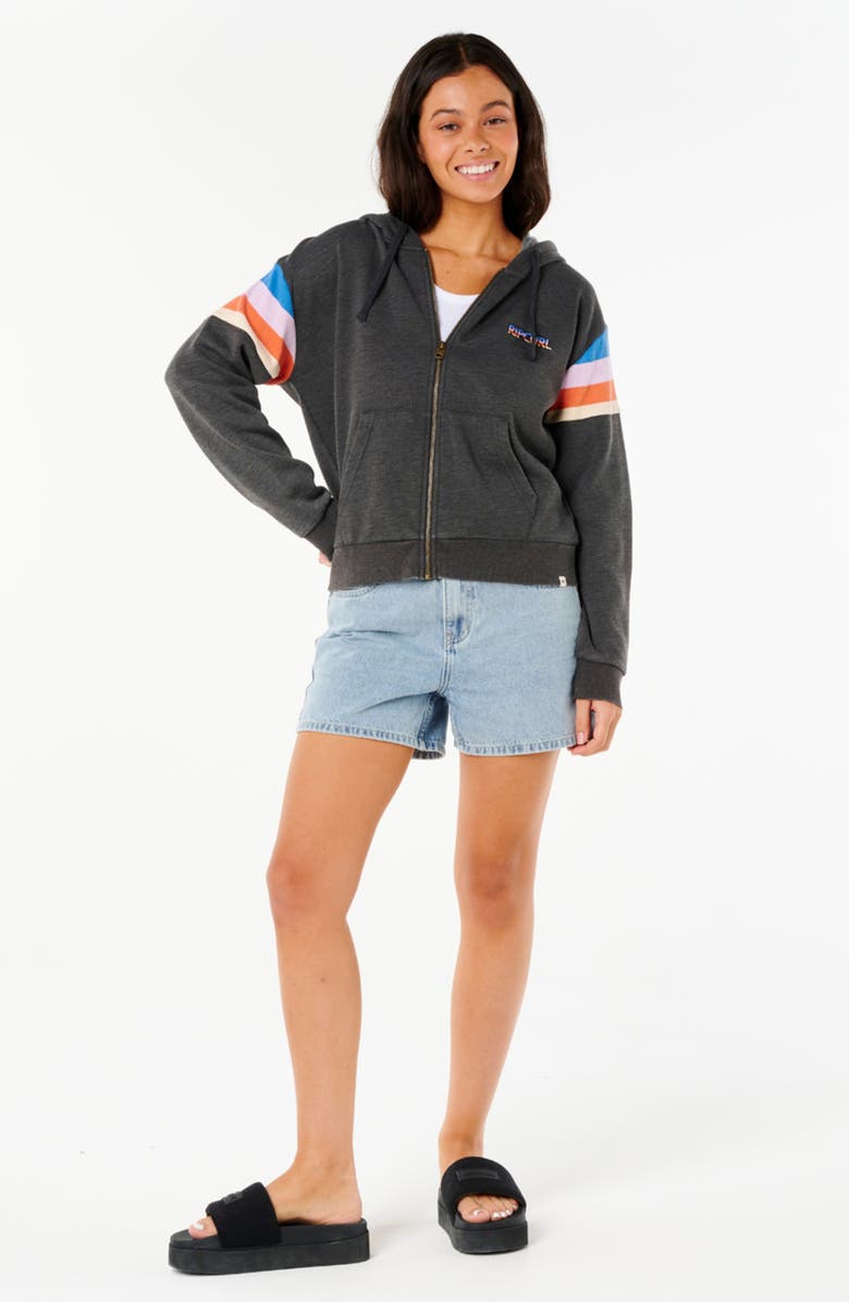 Rip Curl Surf Revival Zip Through Hoodie, Alternate, color, Washed Black