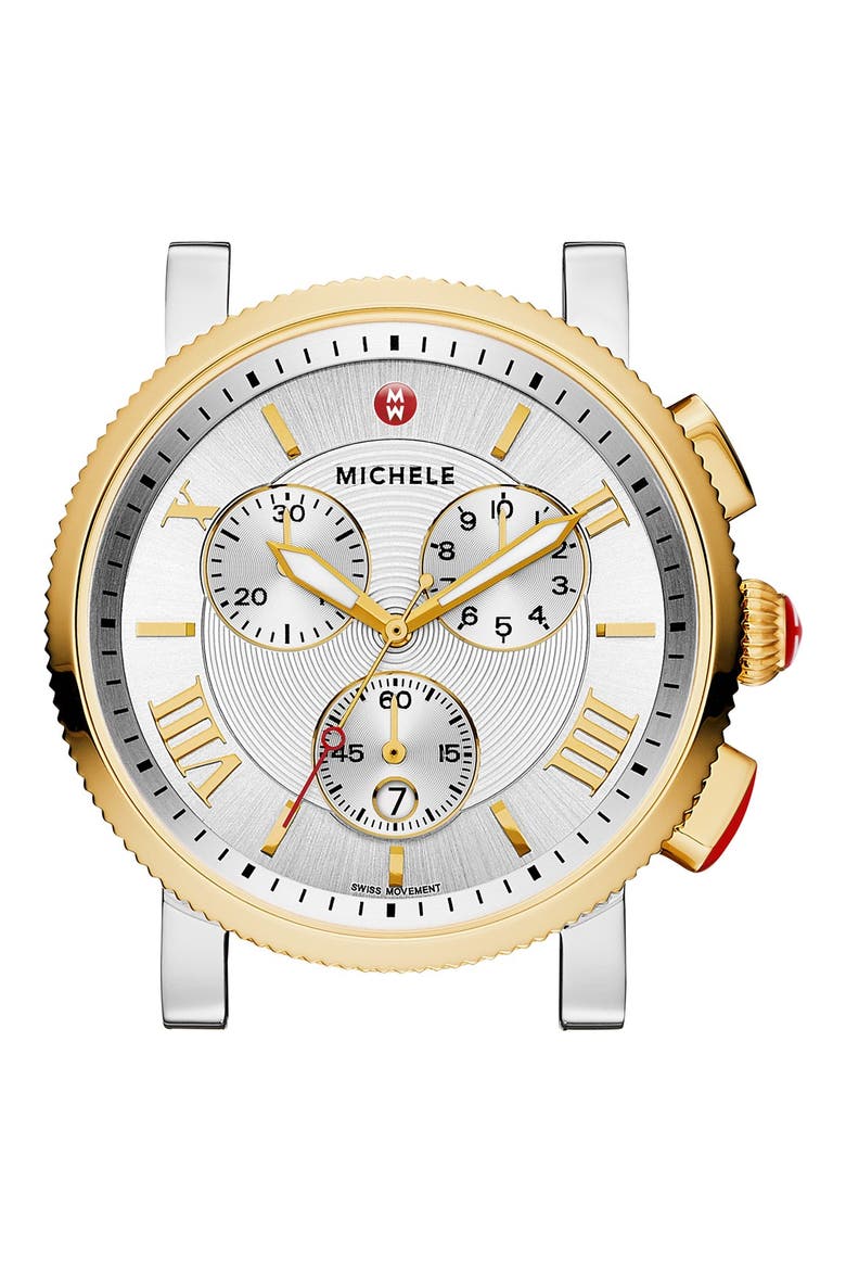 'Sport Sail - Large' Black Dial Watch Case, 42mm, Main, color, SILVER/ GOLD