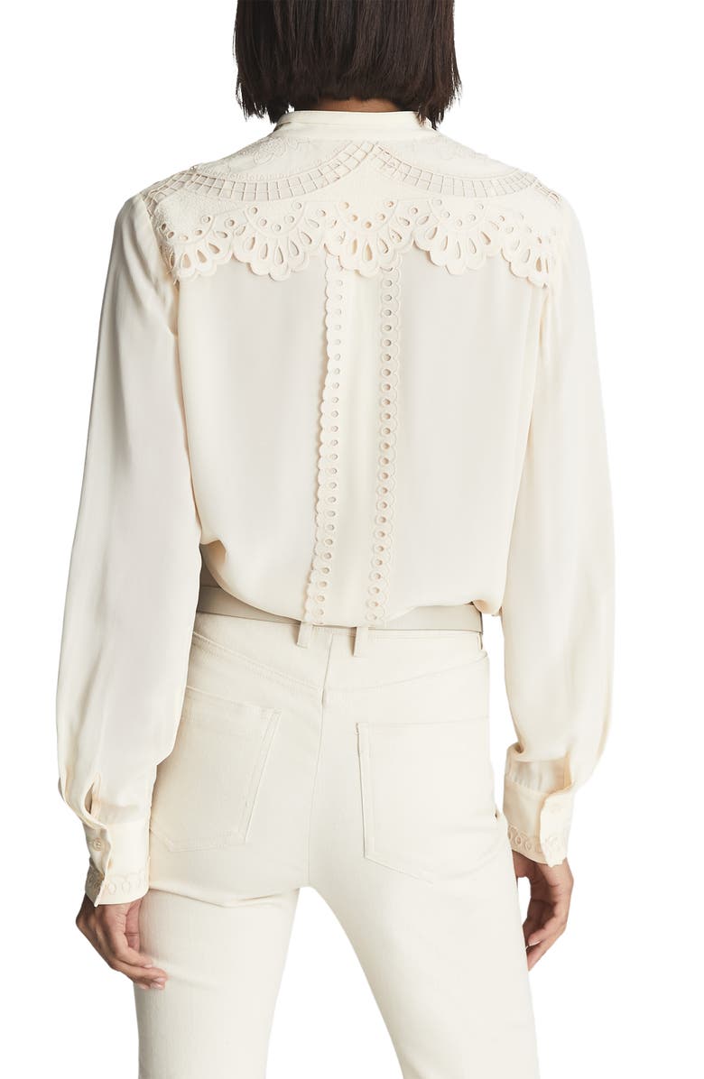 Reiss Karina Lace Placket Button-Up Blouse, Alternate, color, 