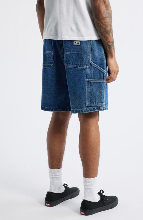 Obey Denim Carpenter Shorts In Blue