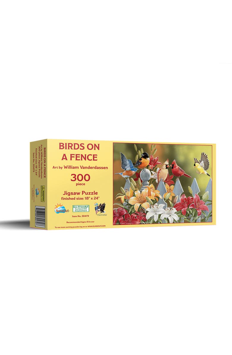 Sunsout Birds on a Fence 300 piece Jigsaw Puzzle for Adults, Main, color, Multicolor