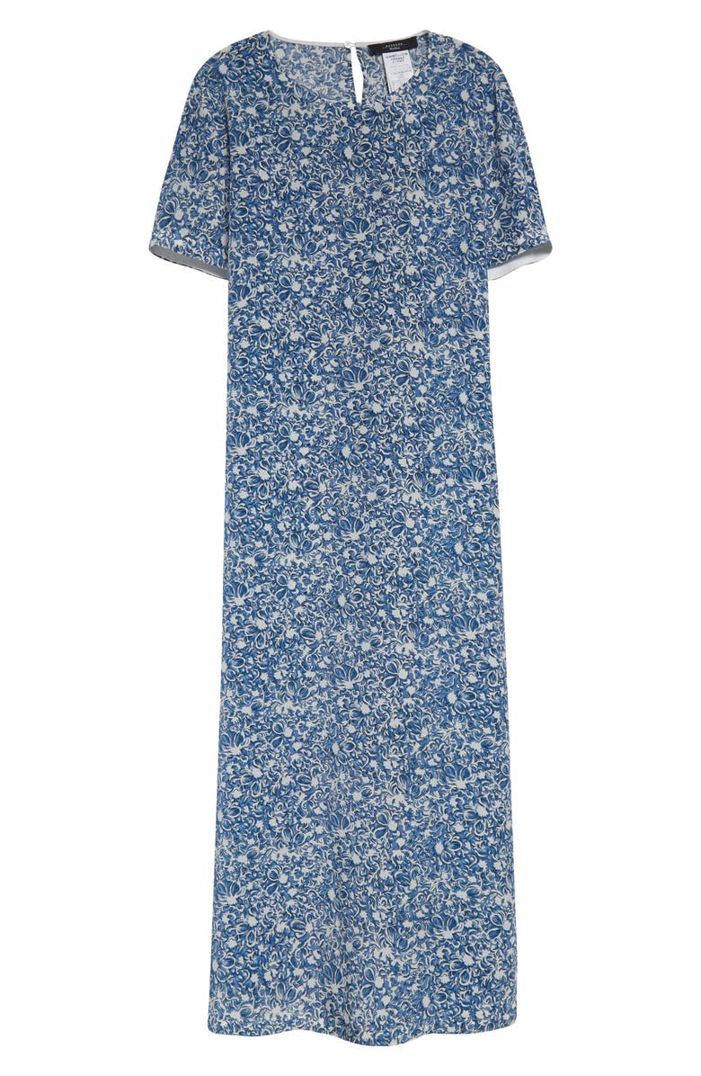 Weekend Max Mara Guidy Floral Short Sleeve Silk Dress, Alternate, color, Cornflower Blue