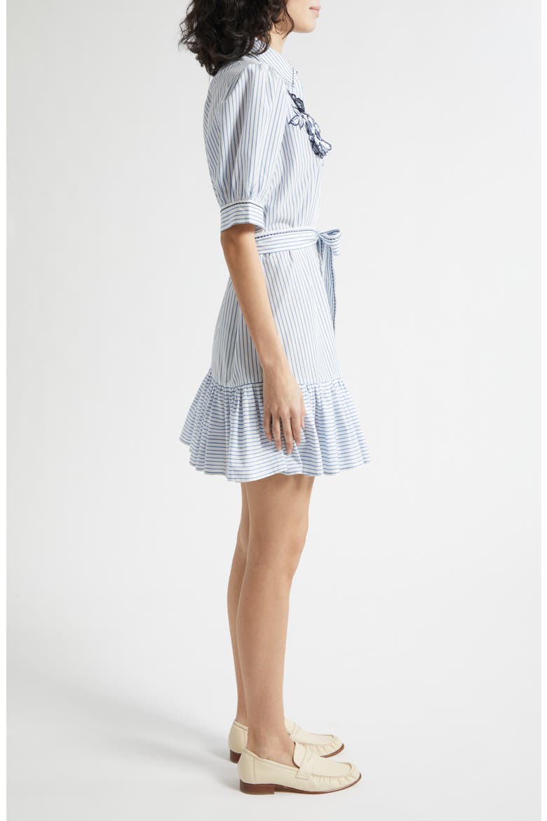 Zadie Floral Appliqué Stripe Cotton Blend Shirtdress, Alternate, color, WHITE MULTI