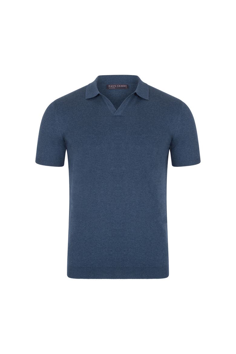 Ultra Fine Cotton Buttonless Polo Shirt, Alternate, color, Bluemelange