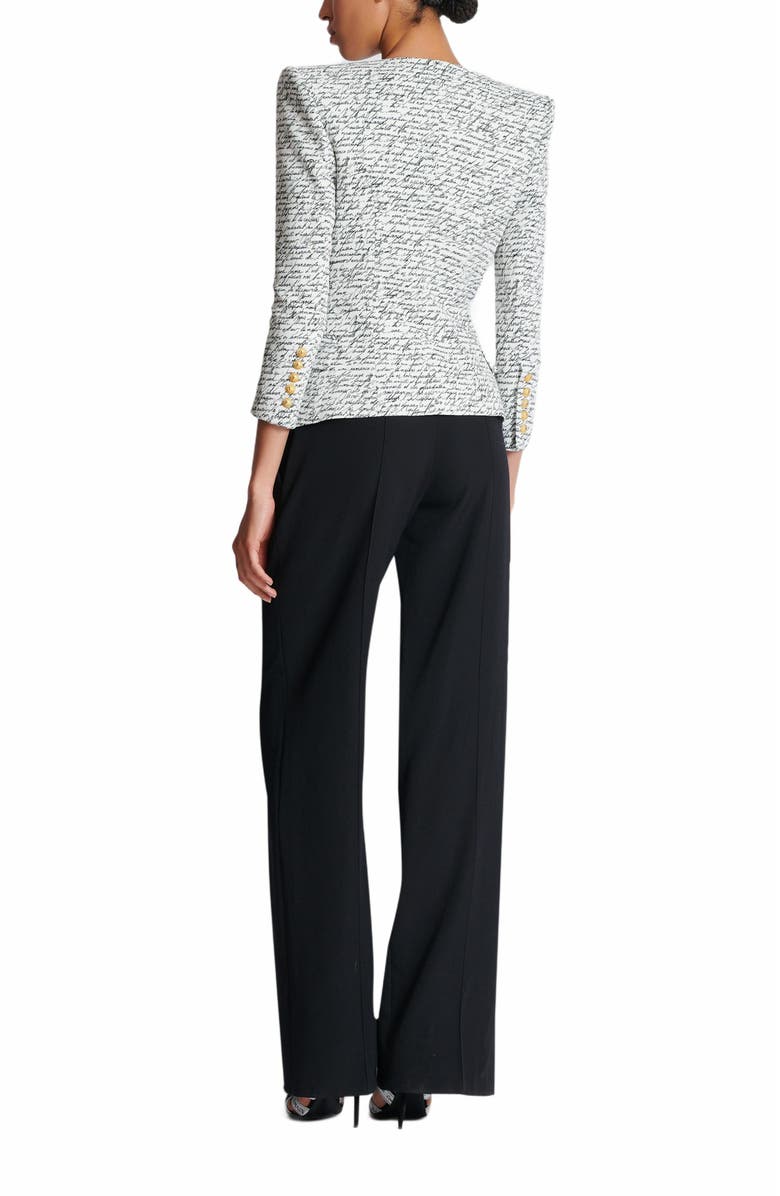 Balmain 1-Button Jacket With "Love Letter" Print, Alternate, color, White