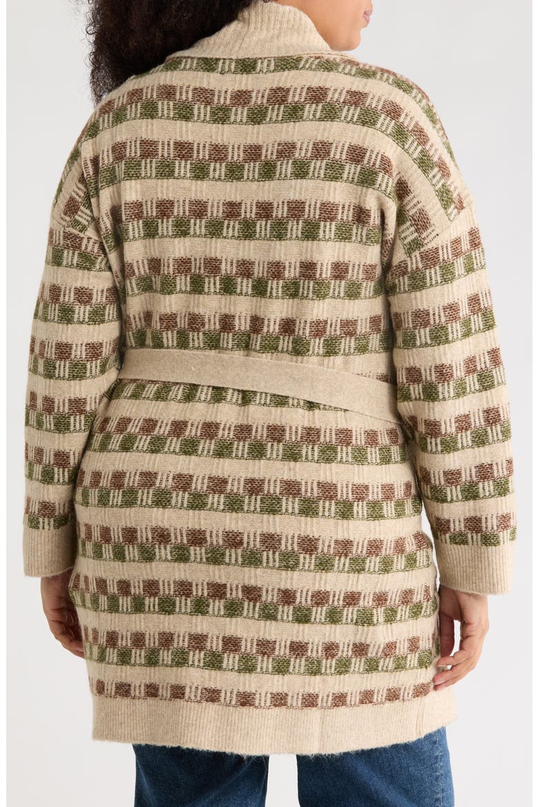 Textured Tie Front Cardigan, Alternate, color, MOCHA COMBO