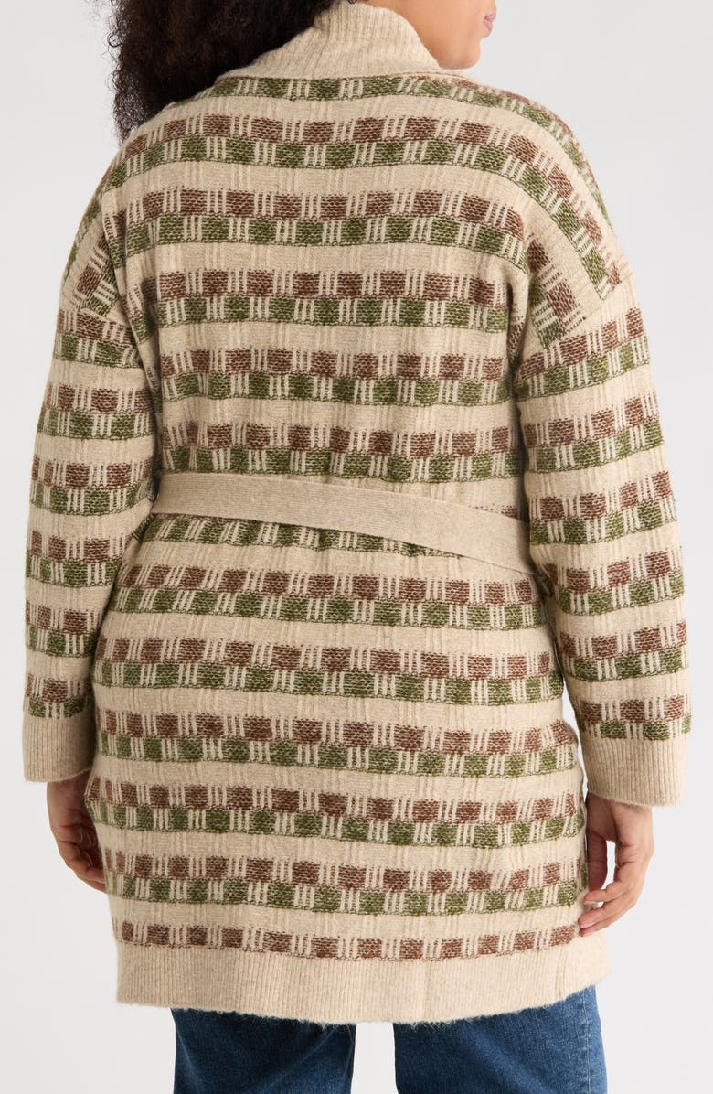 Joseph A Textured Tie Front Cardigan, Alternate, color, Mocha Combo