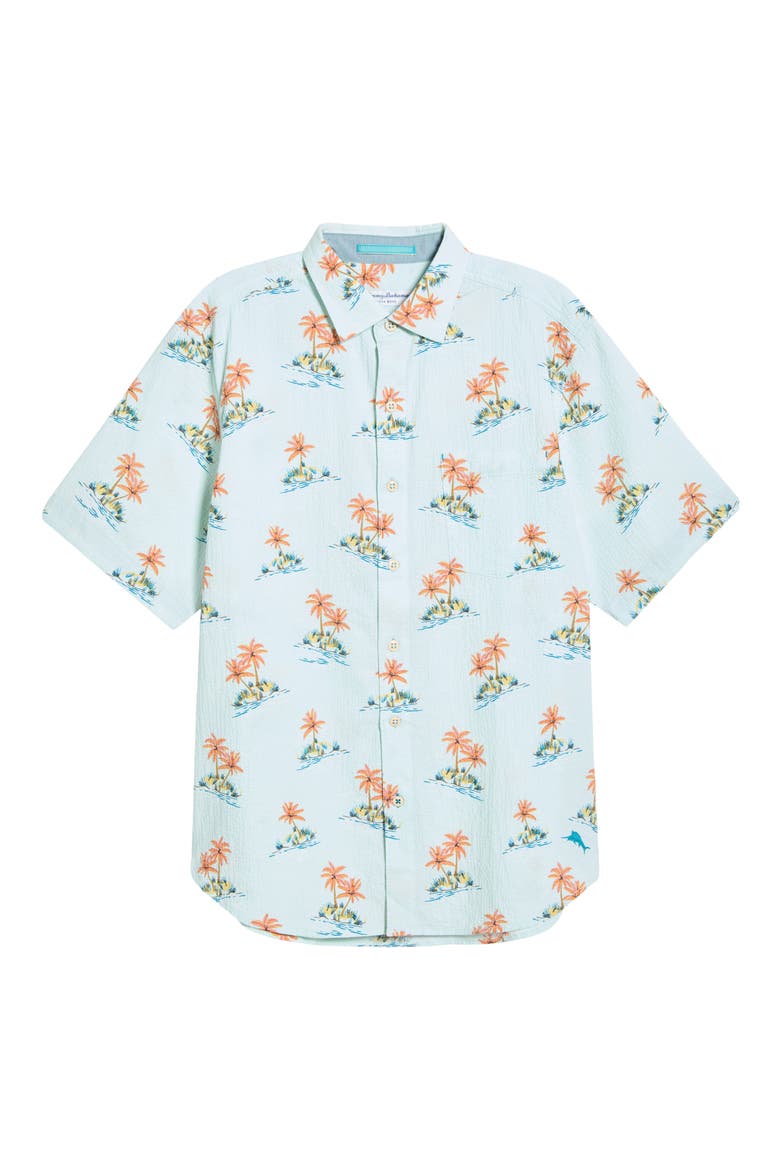 Nova Wave Island Hop Short Sleeve Seersucker Button-Up Shirt, Alternate, color, PALE OPAL