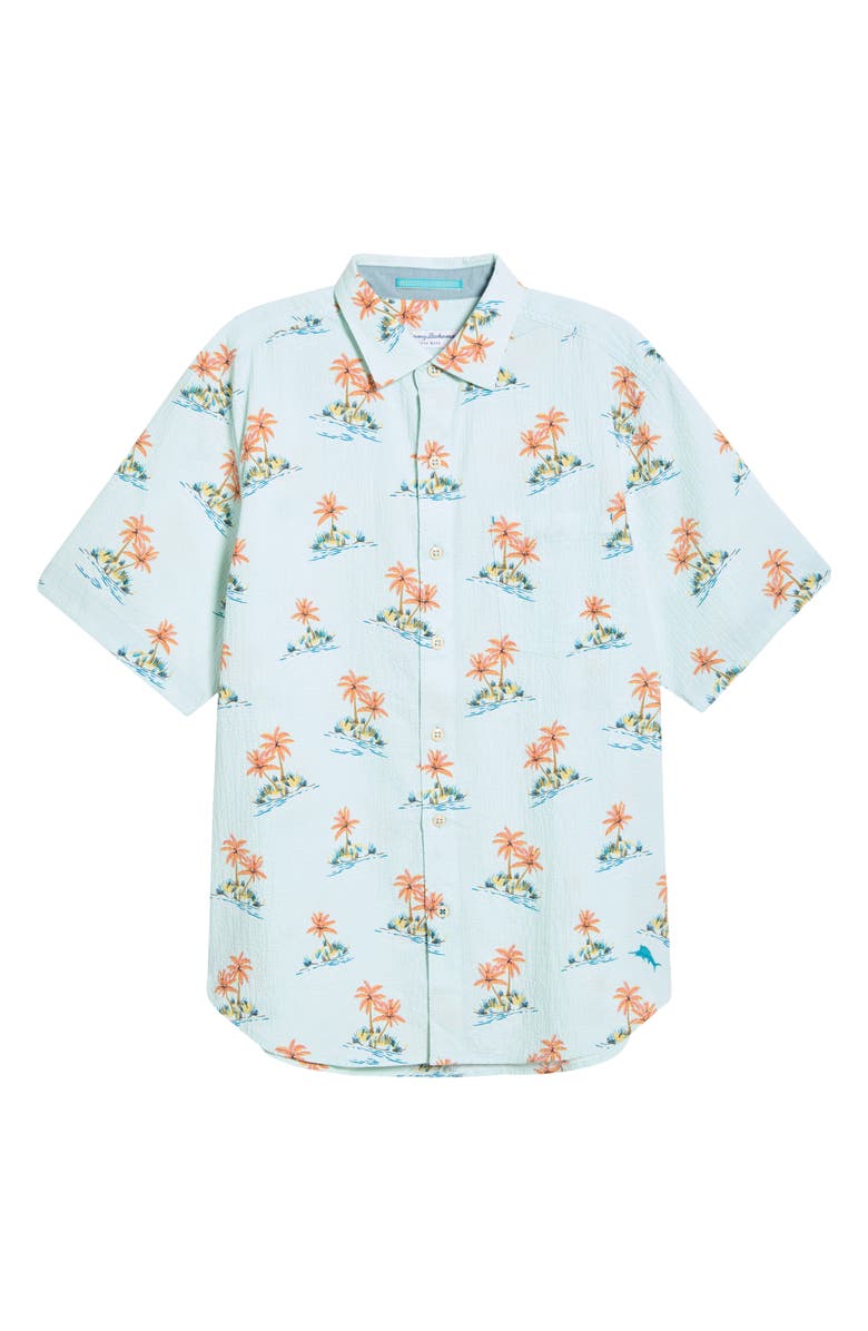 Tommy Bahama Nova Wave Island Hop Short Sleeve Seersucker Button-Up Shirt, Main, color, Pale Opal
