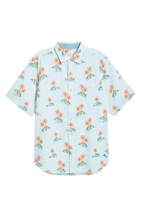 Nova Wave Island Hop Short Sleeve Seersucker Button-Up Shirt