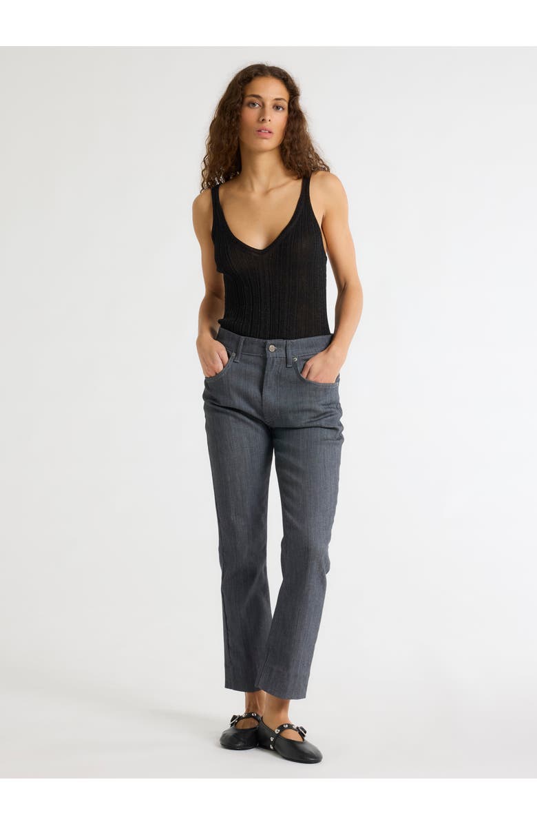 Majestic Filatures Novelty Metallic Rib V-Neck Tank, Alternate, color, Metal Black